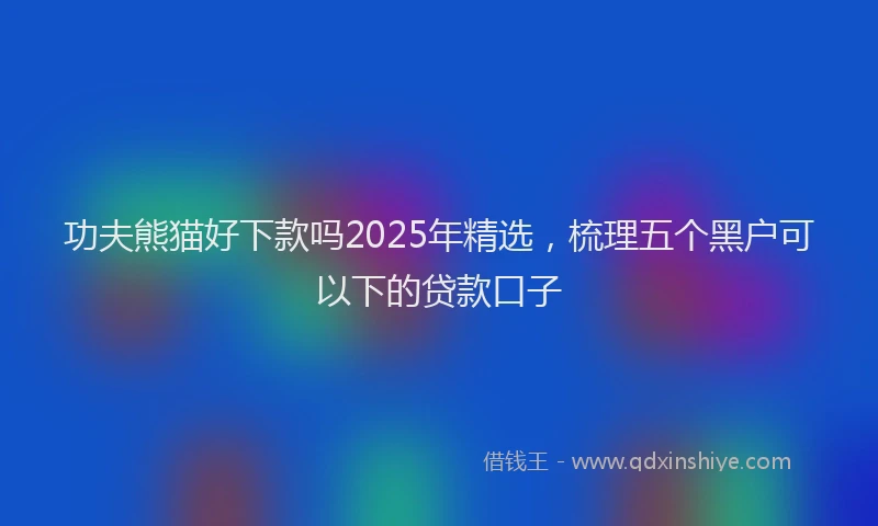 功夫熊猫好下款吗2025年精选，梳理五个黑户可以下的贷款口子