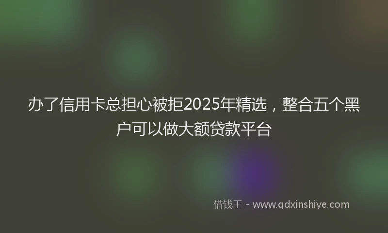 办了信用卡总担心被拒2025年精选，整合五个黑户可以做大额贷款平台