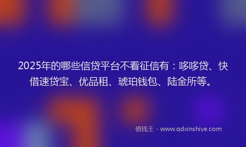 2025年的哪些信贷平台不看征信有：哆哆贷、快借速贷宝、优品租、琥珀钱包、陆金所等。