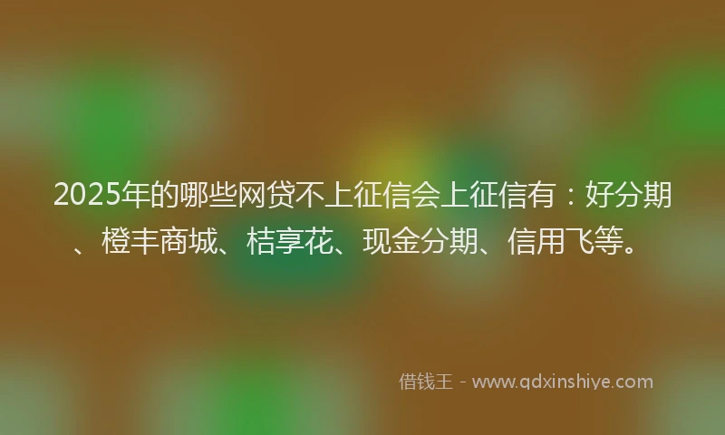 2025年的哪些网贷不上征信会上征信有：好分期、橙丰商城、桔享花、现金分期、信用飞等。