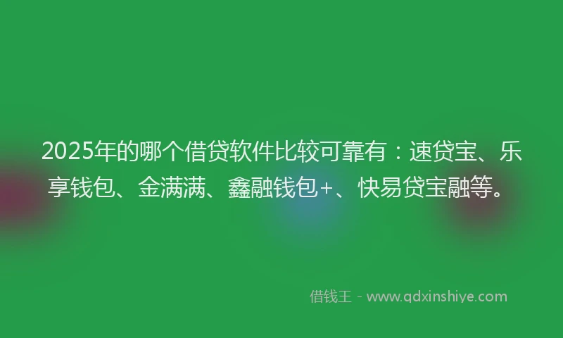 2025年的哪个借贷软件比较可靠有：速贷宝、乐享钱包、金满满、鑫融钱包+、快易贷宝融等。