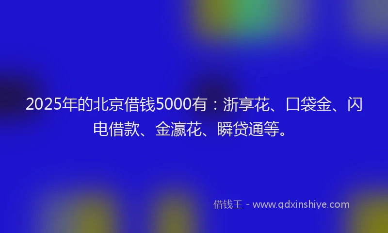 2025年的北京借钱5000有：浙享花、口袋金、闪电借款、金瀛花、瞬贷通等。