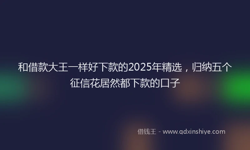 和借款大王一样好下款的2025年精选，归纳五个征信花居然都下款的口子