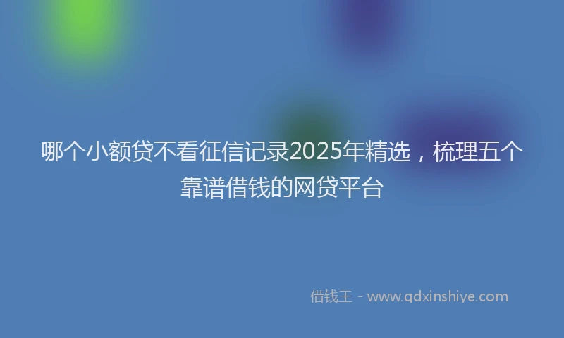 哪个小额贷不看征信记录2025年精选，梳理五个靠谱借钱的网贷平台