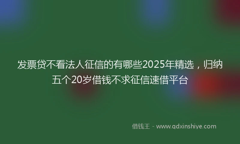 发票贷不看法人征信的有哪些2025年精选，归纳五个20岁借钱不求征信速借平台