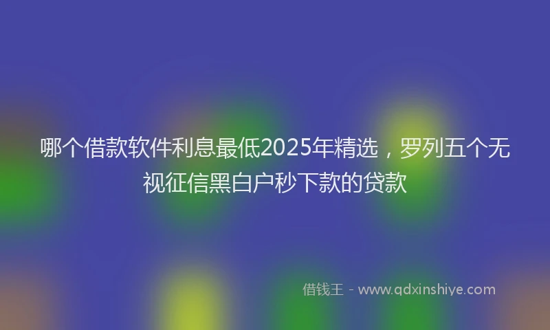 哪个借款软件利息最低2025年精选，罗列五个无视征信黑白户秒下款的贷款