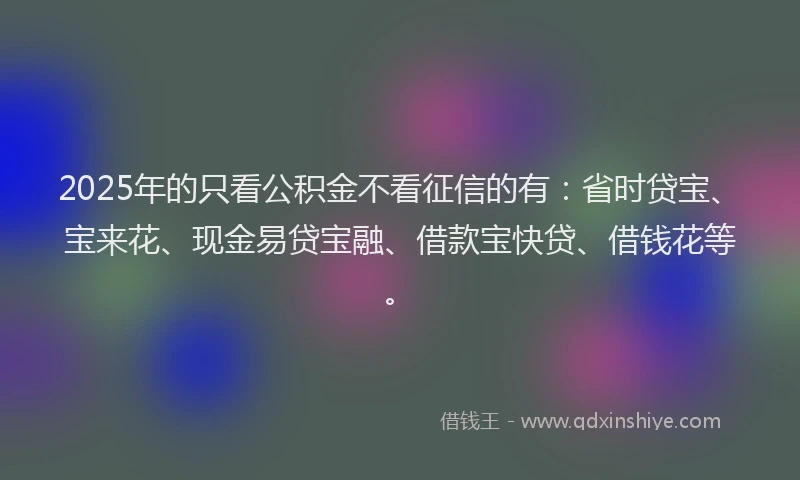 2025年的只看公积金不看征信的有：省时贷宝、宝来花、现金易贷宝融、借款宝快贷、借钱花等。