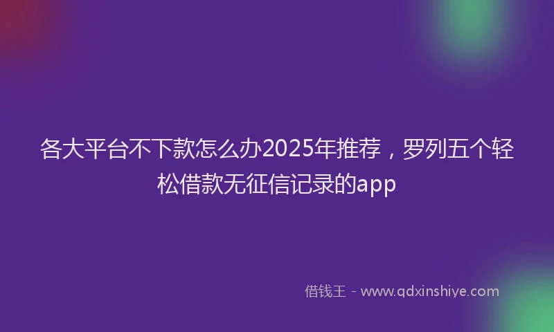 各大平台不下款怎么办2025年推荐，罗列五个轻松借款无征信记录的app