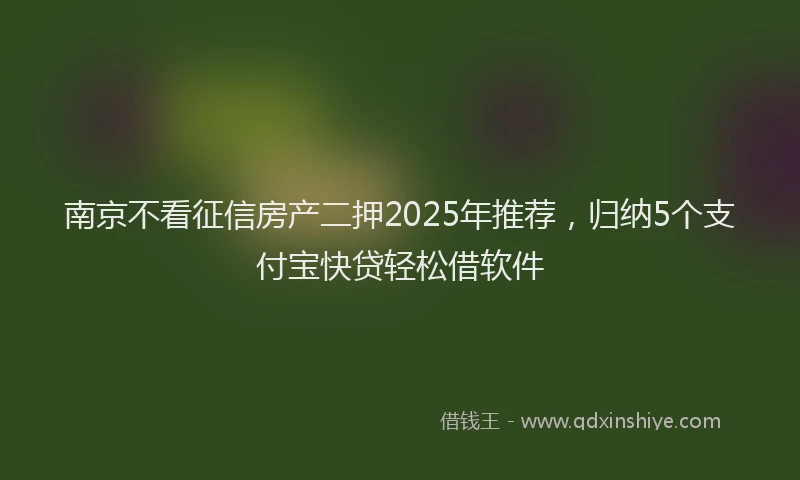 南京不看征信房产二押2025年推荐，归纳5个支付宝快贷轻松借软件