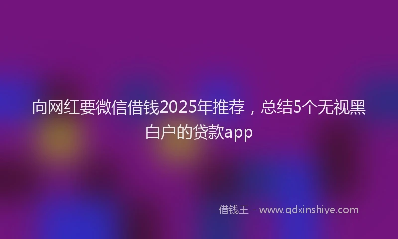 向网红要微信借钱2025年推荐，总结5个无视黑白户的贷款app