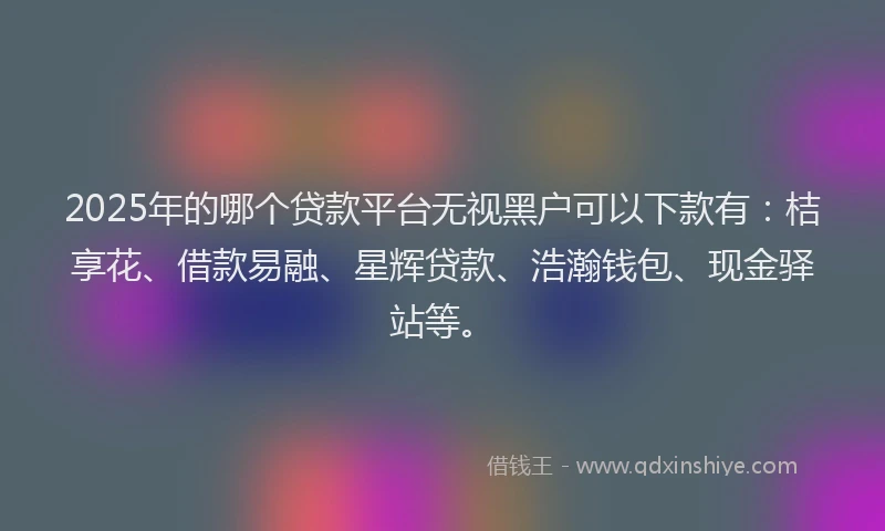 2025年的哪个贷款平台无视黑户可以下款有：桔享花、借款易融、星辉贷款、浩瀚钱包、现金驿站等。