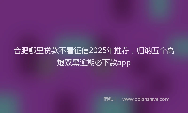 合肥哪里贷款不看征信2025年推荐，归纳五个高炮双黑逾期必下款app
