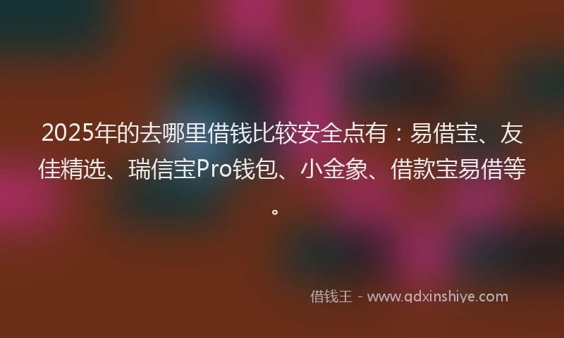2025年的去哪里借钱比较安全点有：易借宝、友佳精选、瑞信宝Pro钱包、小金象、借款宝易借等。