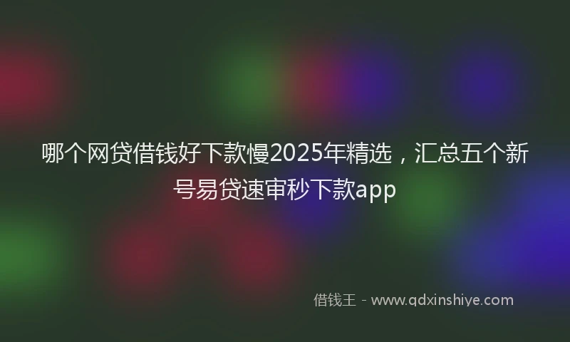 哪个网贷借钱好下款慢2025年精选，汇总五个新号易贷速审秒下款app