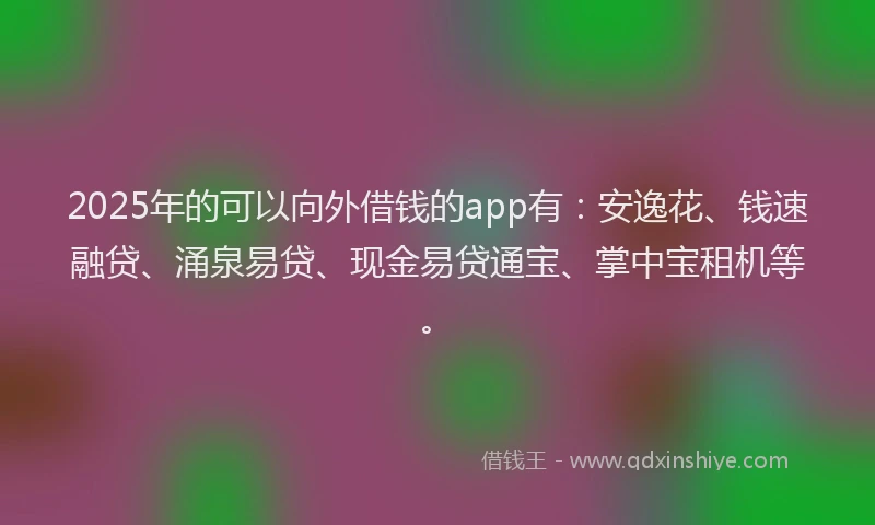 2025年的可以向外借钱的app有：安逸花、钱速融贷、涌泉易贷、现金易贷通宝、掌中宝租机等。