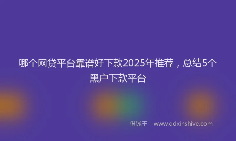 哪个网贷平台靠谱好下款2025年推荐，总结5个黑户下款平台