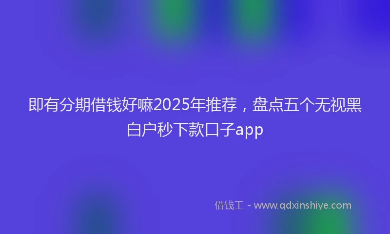 即有分期借钱好嘛2025年推荐，盘点五个无视黑白户秒下款口子app