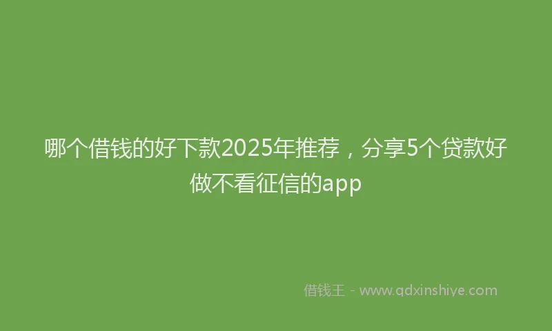 哪个借钱的好下款2025年推荐，分享5个贷款好做不看征信的app