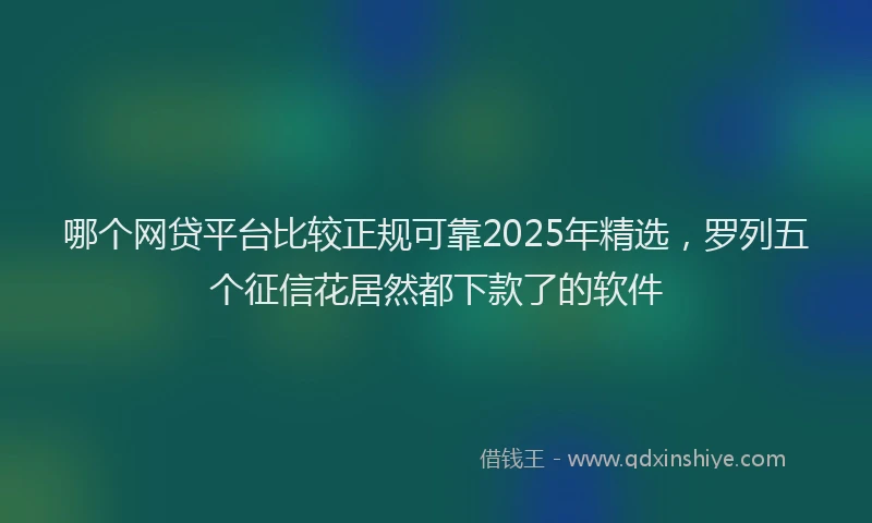 哪个网贷平台比较正规可靠2025年精选，罗列五个征信花居然都下款了的软件