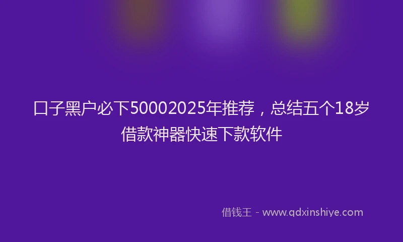 口子黑户必下50002025年推荐，总结五个18岁借款神器快速下款软件