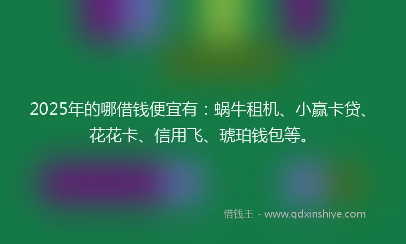 2025年的哪借钱便宜有：蜗牛租机、小赢卡贷、花花卡、信用飞、琥珀钱包等。