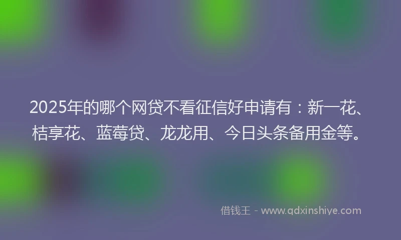 2025年的哪个网贷不看征信好申请有：新一花、桔享花、蓝莓贷、龙龙用、今日头条备用金等。