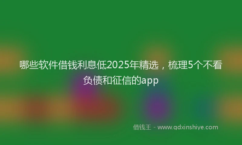 哪些软件借钱利息低2025年精选，梳理5个不看负债和征信的app