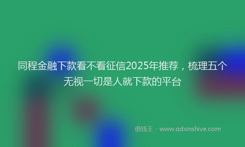 同程金融下款看不看征信2025年推荐，梳理五个无视一切是人就下款的平台