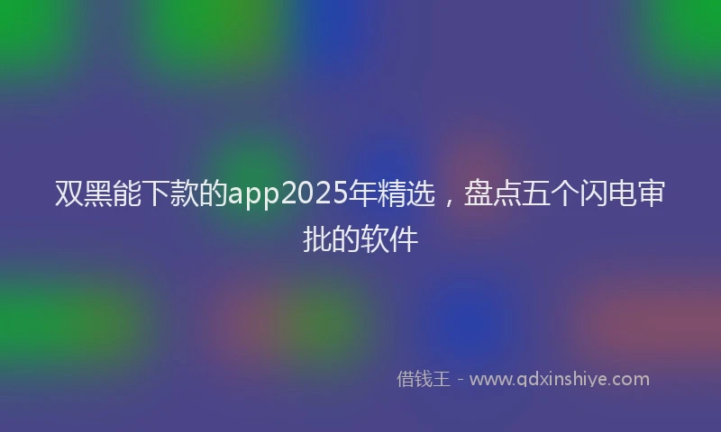 双黑能下款的app2025年精选，盘点五个闪电审批的软件
