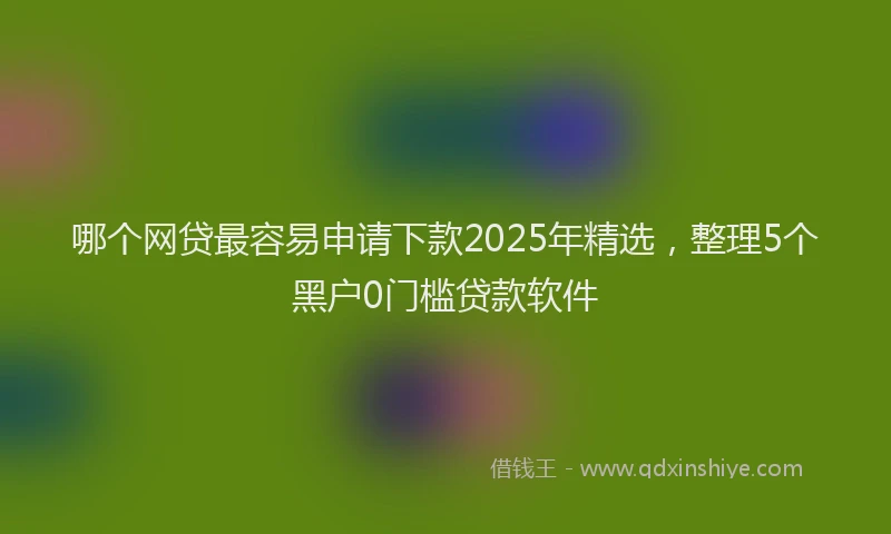 哪个网贷最容易申请下款2025年精选，整理5个黑户0门槛贷款软件