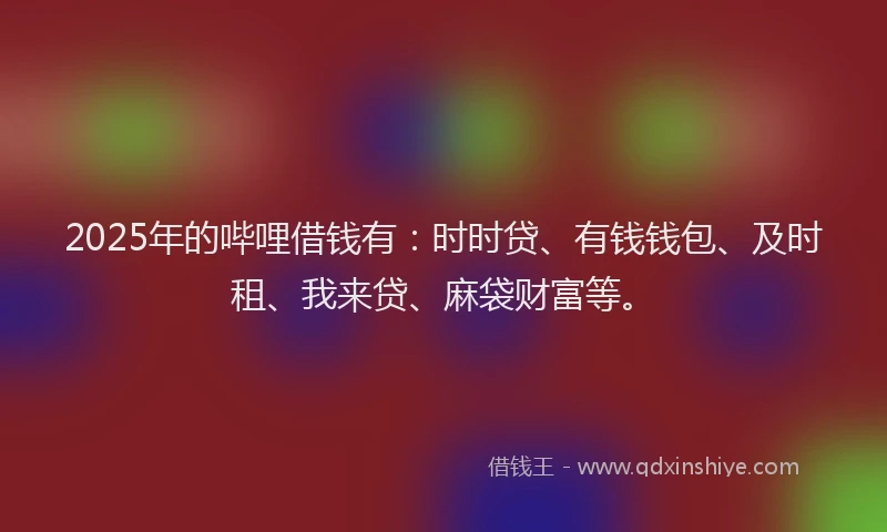 2025年的哔哩借钱有：时时贷、有钱钱包、及时租、我来贷、麻袋财富等。