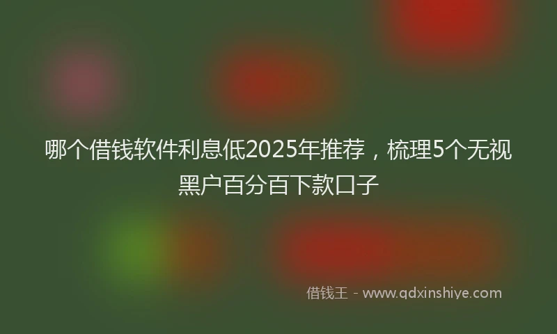 哪个借钱软件利息低2025年推荐，梳理5个无视黑户百分百下款口子