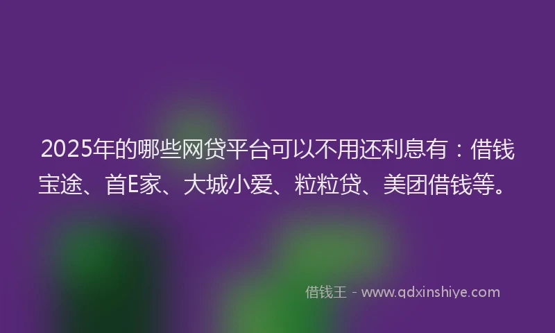 2025年的哪些网贷平台可以不用还利息有：借钱宝途、首E家、大城小爱、粒粒贷、美团借钱等。