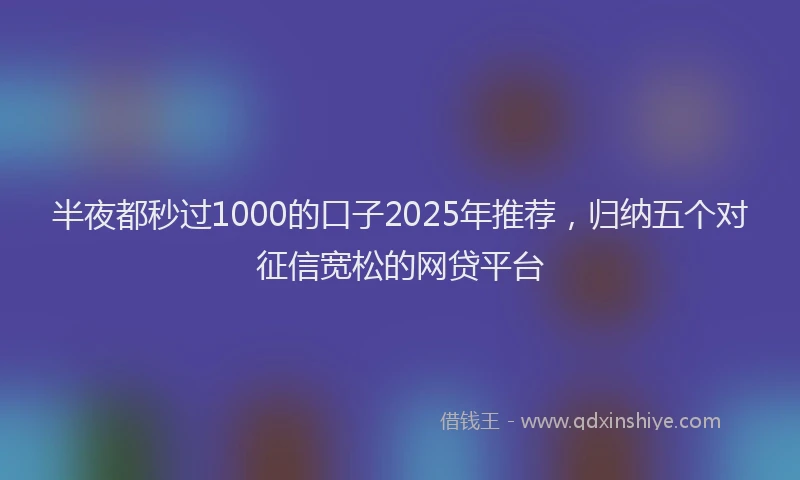 半夜都秒过1000的口子2025年推荐，归纳五个对征信宽松的网贷平台