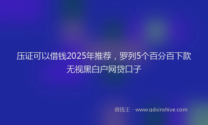 压证可以借钱2025年推荐，罗列5个百分百下款无视黑白户网贷口子