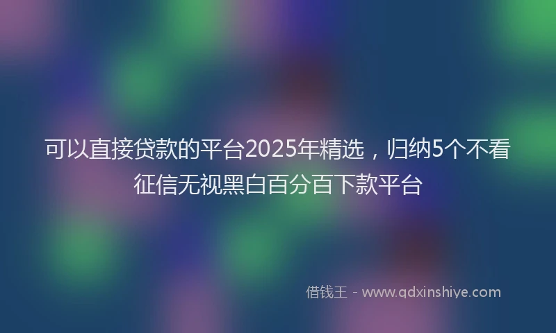可以直接贷款的平台2025年精选，归纳5个不看征信无视黑白百分百下款平台