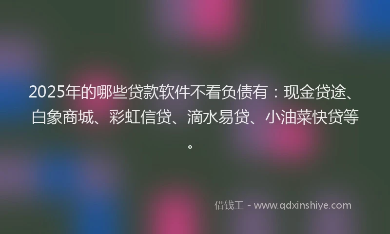 2025年的哪些贷款软件不看负债有：现金贷途、白象商城、彩虹信贷、滴水易贷、小油菜快贷等。