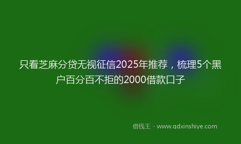 只看芝麻分贷无视征信2025年推荐，梳理5个黑户百分百不拒的2000借款口子