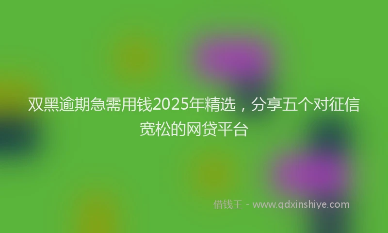 双黑逾期急需用钱2025年精选，分享五个对征信宽松的网贷平台