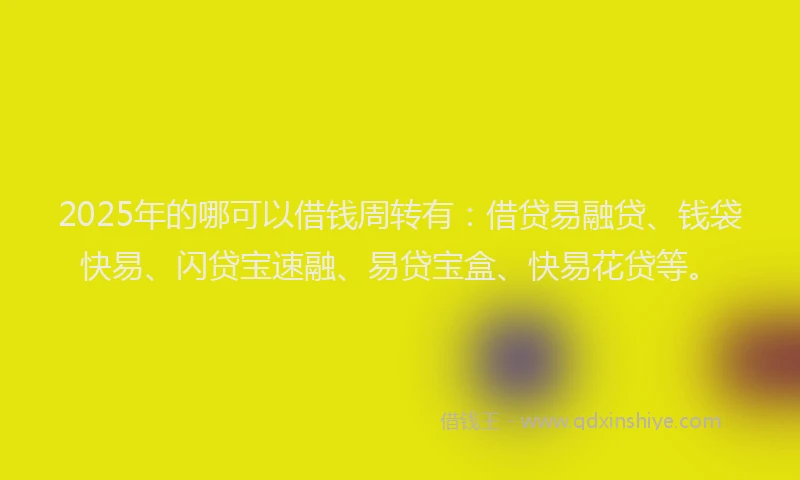 2025年的哪可以借钱周转有：借贷易融贷、钱袋快易、闪贷宝速融、易贷宝盒、快易花贷等。