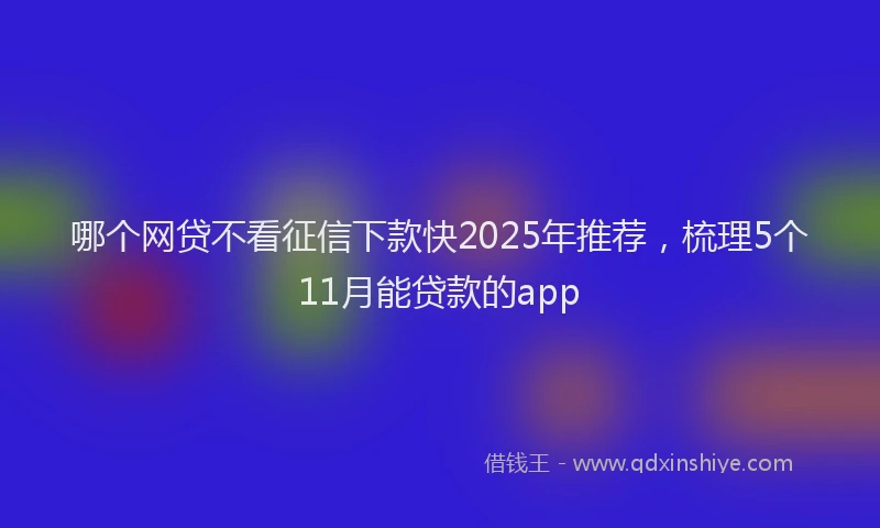 哪个网贷不看征信下款快2025年推荐，梳理5个11月能贷款的app