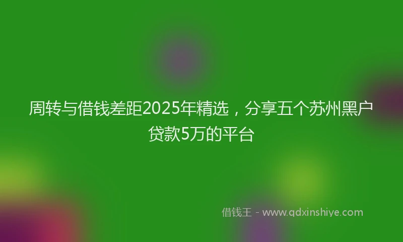周转与借钱差距2025年精选，分享五个苏州黑户贷款5万的平台
