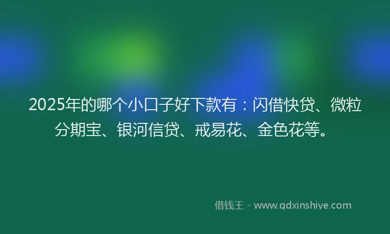 2025年的哪个小口子好下款有：闪借快贷、微粒分期宝、银河信贷、戒易花、金色花等。