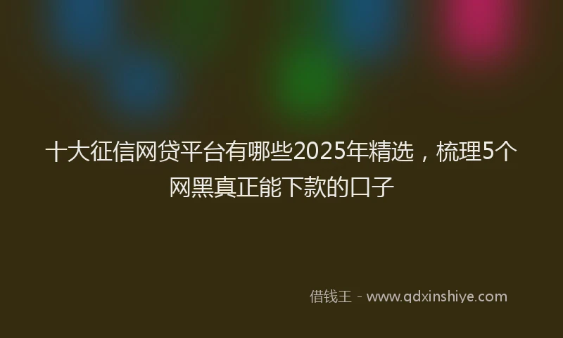 十大征信网贷平台有哪些2025年精选，梳理5个网黑真正能下款的口子
