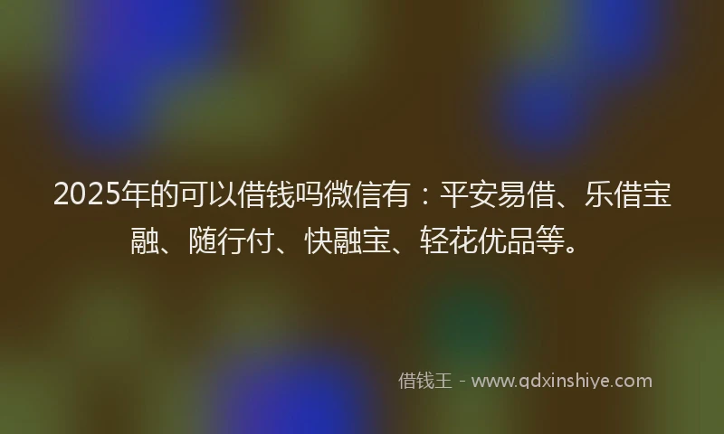 2025年的可以借钱吗微信有：平安易借、乐借宝融、随行付、快融宝、轻花优品等。