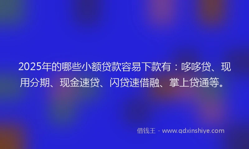 2025年的哪些小额贷款容易下款有：哆哆贷、现用分期、现金速贷、闪贷速借融、掌上贷通等。
