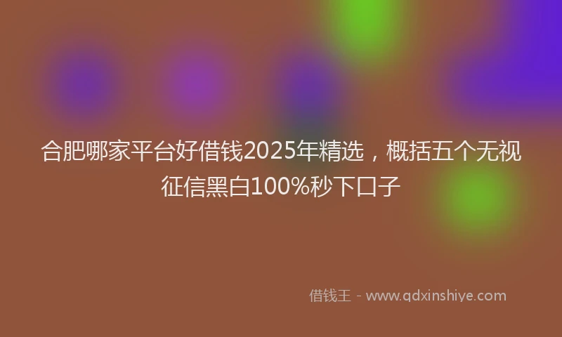 合肥哪家平台好借钱2025年精选，概括五个无视征信黑白100%秒下口子