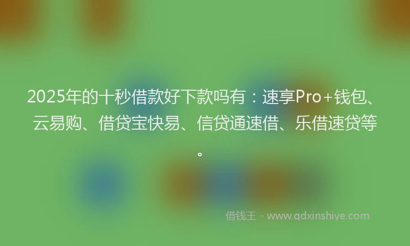 2025年的十秒借款好下款吗有：速享Pro+钱包、云易购、借贷宝快易、信贷通速借、乐借速贷等。