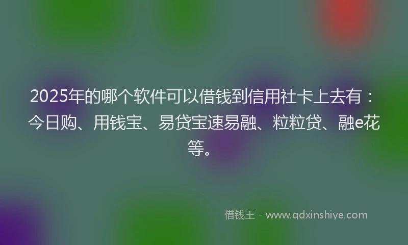 2025年的哪个软件可以借钱到信用社卡上去有：今日购、用钱宝、易贷宝速易融、粒粒贷、融e花等。