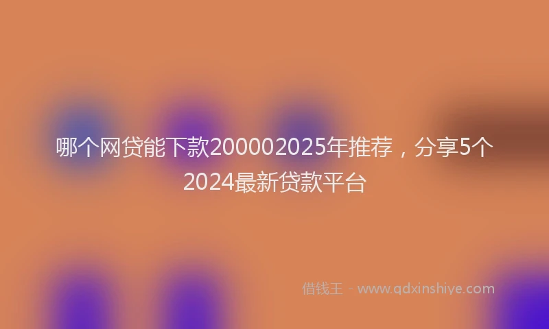 哪个网贷能下款200002025年推荐，分享5个2024最新贷款平台